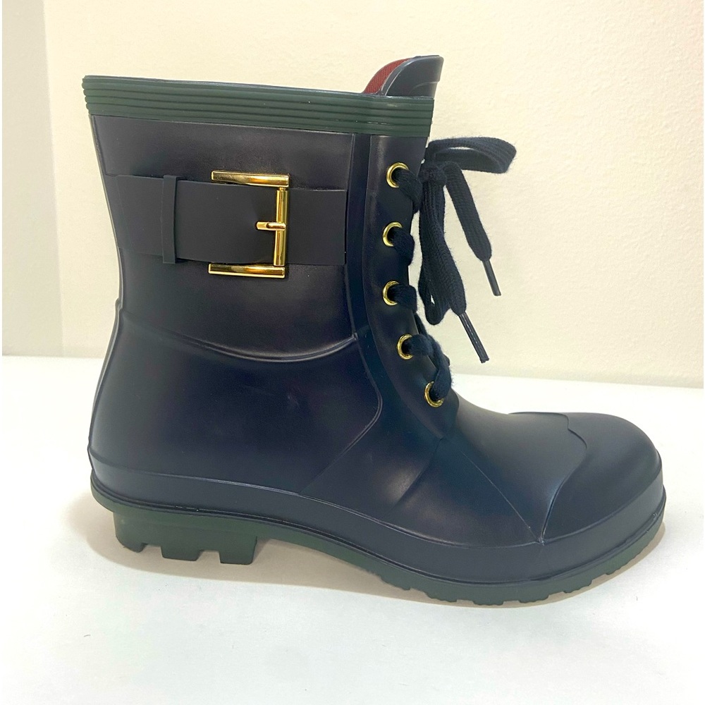 Tommy Hilfiger Rain Boot w/Waterproof Side Buckle Navy/Green